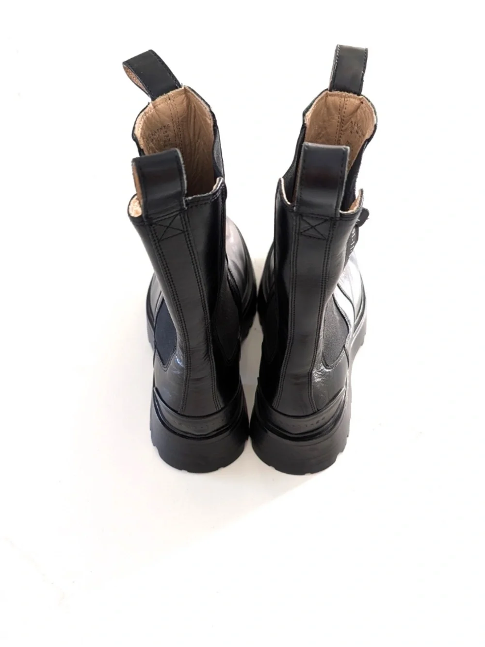 AllSaints Amber Chunky Tall Chelsea Boots Black Leather Platform US 10 EU 40